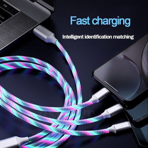 3-in-1 LED Fast Charging Cable Adapter for iPhone Micro USB Type C